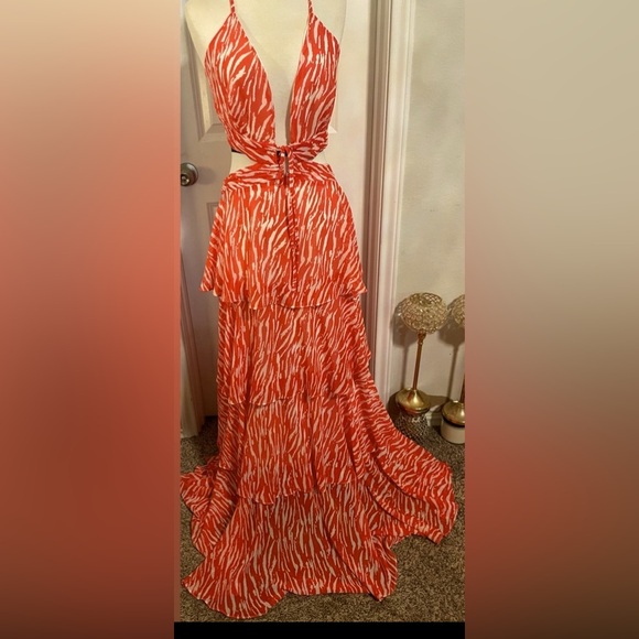 Fashion Nova Orange Tiered Maxi dress - Picture 9 of 9